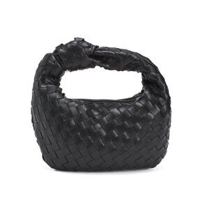 URBAN EXPRESSIONS Black Tracy Woven Clutch With Knot Design